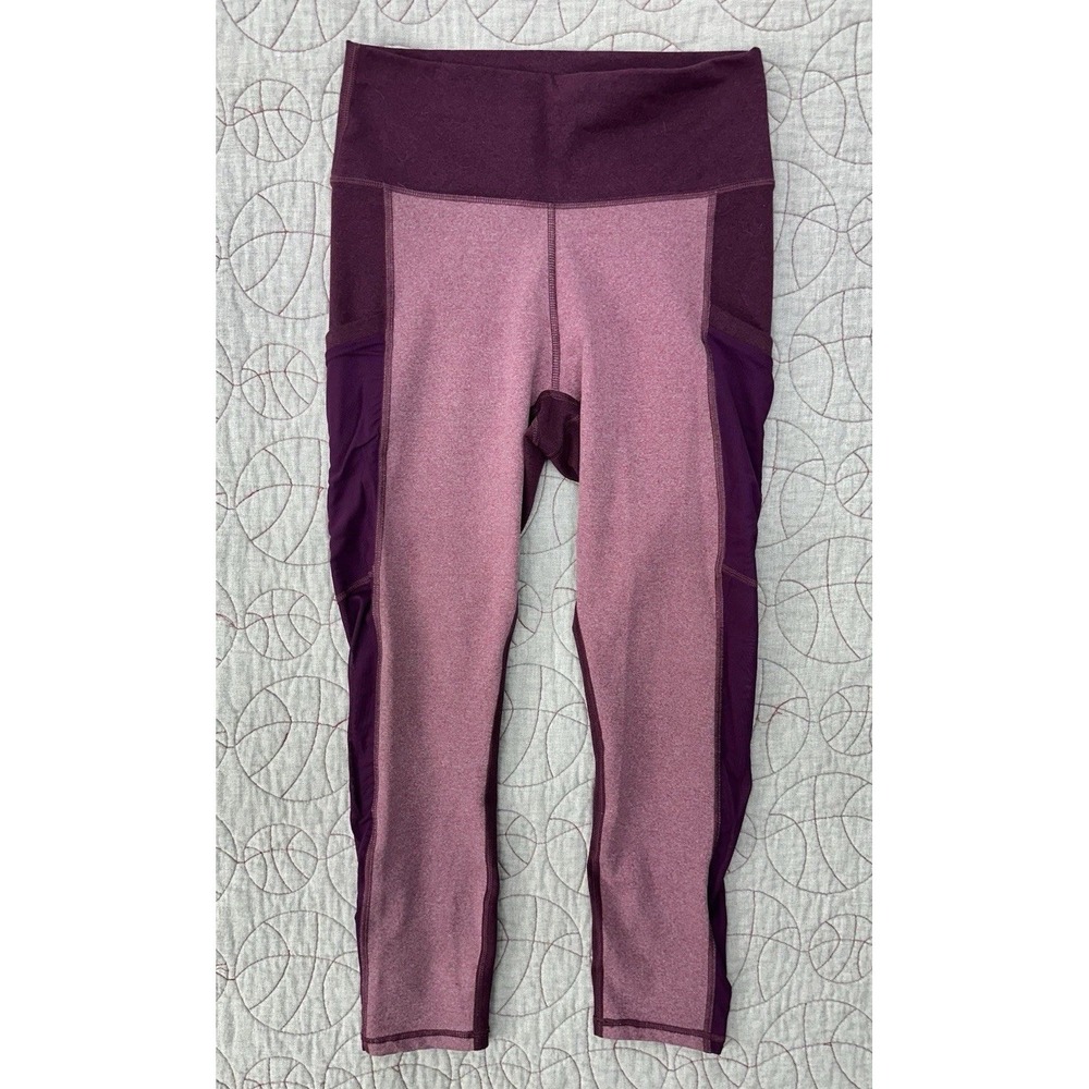 Fabletics High‎ Waisted Leggings Purple Mesh With Pockets Women's Size Medium